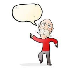 Fototapeta premium cartoon sad old man pointing with speech bubble