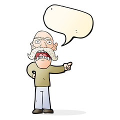 cartoon angry old man with speech bubble