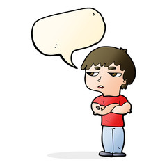 cartoon annoyed boy with speech bubble