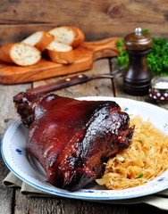 pork knuckle baked in dark beer with mustard and honey