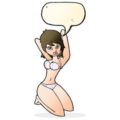 cartoon sexy woman posing with speech bubble
