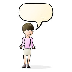 cartoon confused woman with speech bubble