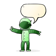 cartoon astronaut with speech bubble