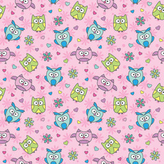 pattern of cartoon owls