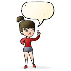 cartoon attractive girl with idea with speech bubble