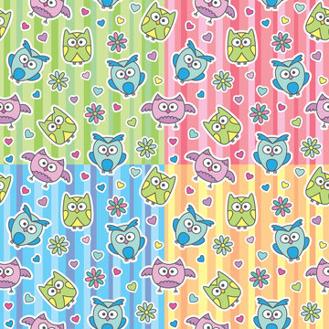 patterns of cartoon owls