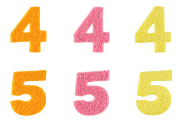 Numbers made from felt