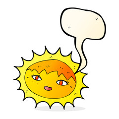 cartoon pretty sun with speech bubble