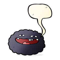 happy cartoon cloud with speech bubble