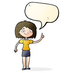 cartoon woman with idea with speech bubble
