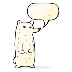 funny cartoon polar bear with speech bubble