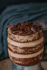 Wedding rustic cake with chocolate