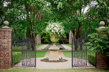 wrought iron gate in southern courtyard