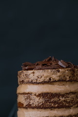 Wedding rustic cake with chocolate