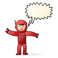 cartoon space man with speech bubble