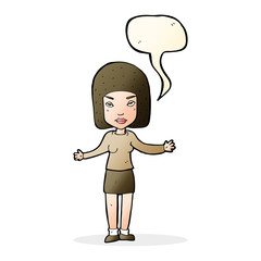 cartoon annoyed woman with speech bubble