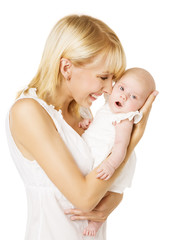 Mother And Newborn Baby, Happy Woman Holding New Born Daughter