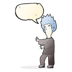 cartoon vampire man with speech bubble