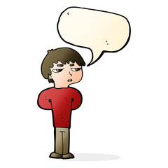 cartoon antisocial boy with speech bubble