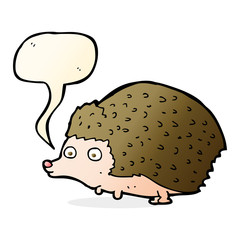 cartoon hedgehog with speech bubble