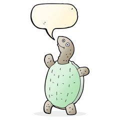 cartoon happy turtle with speech bubble