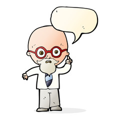 cartoon professor with speech bubble