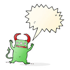 cartoon little devil with speech bubble