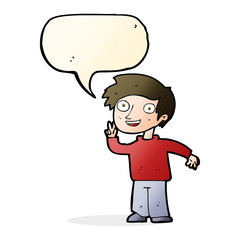 cartoon boy posing for photo with speech bubble