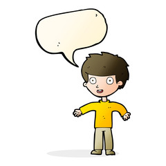 cartoon happy man with speech bubble