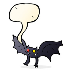 cartoon vampire bat with speech bubble