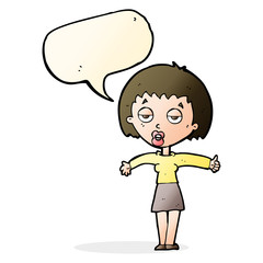 cartoon bored woman with speech bubble