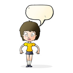 cartoon pretty girl with speech bubble