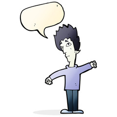 cartoon vampire man with speech bubble