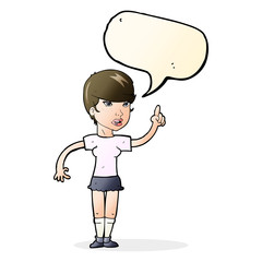 cartoon woman with idea with speech bubble