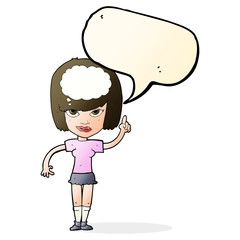 cartoon woman with idea with speech bubble