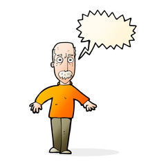 cartoon annoyed old man with speech bubble