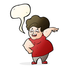 cartoon oveweight woman with speech bubble