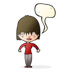 cartoon woman staring with speech bubble