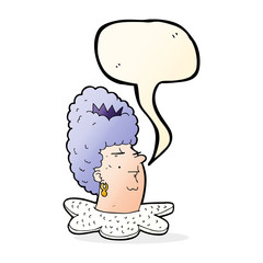 cartoon queen's head with speech bubble