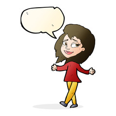 stress free woman cartoon with speech bubble