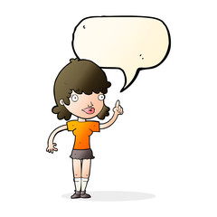 cartoon woman with idea with speech bubble