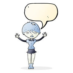 cartoon vampire girl with speech bubble
