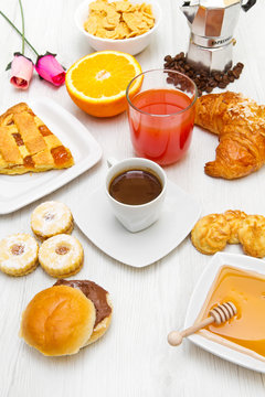 Composition with breakfast on the table