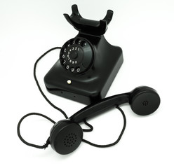 Antikes schwarzes Telefon W48 aus Backelit 50er Jahre