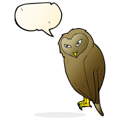 cartoon owl with speech bubble
