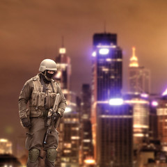 Soldier in the city