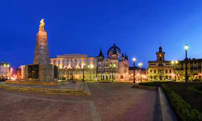 Freedom Square in Lodz in the evening.