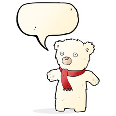 cartoon cute polar bear with speech bubble