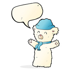 cartoon cute polar bear with speech bubble