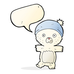 cartoon cute polar bear with speech bubble